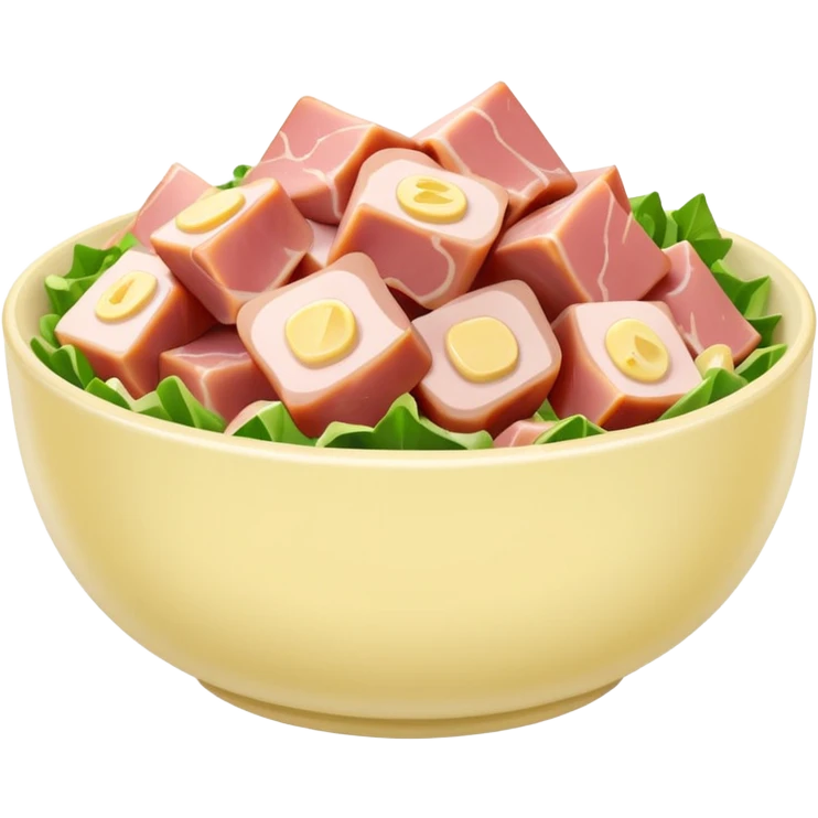 a bowl of ham salad with visible ham pieces, simple, clear emoji