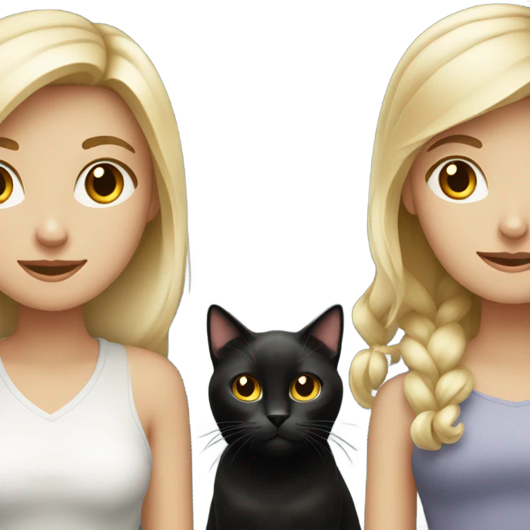 1 blond girl with 1 black cat and 1 white and black cat emoji