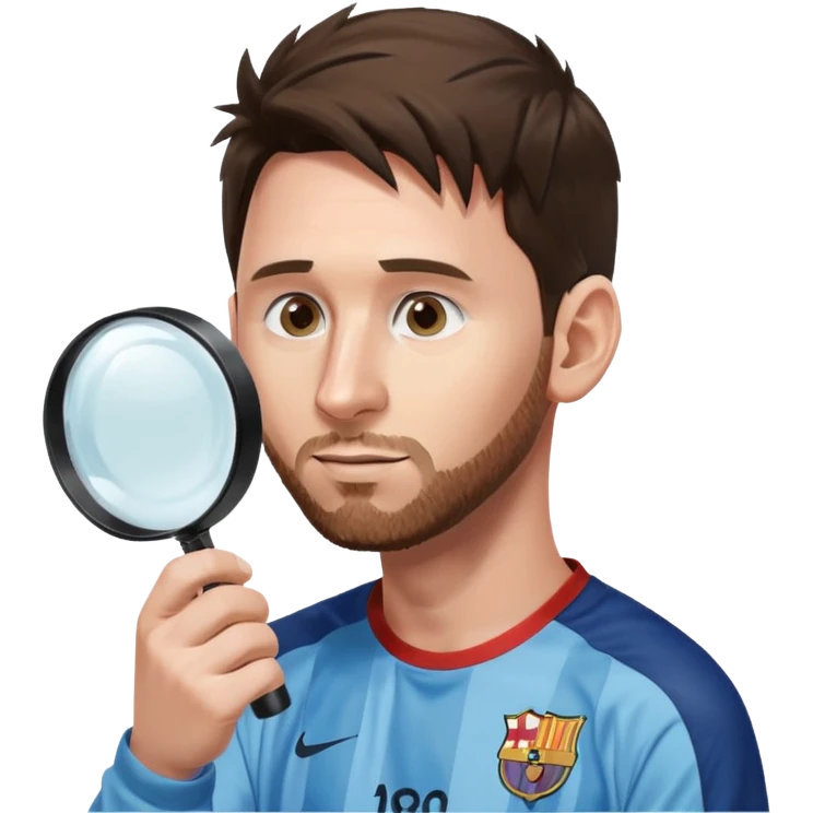Messi de perfil mirando con una lupa de emoji