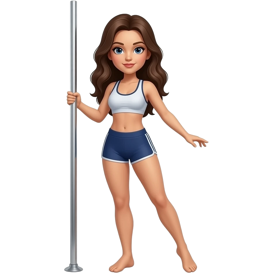 Pole dance brunetka bez butów w stroju spprtowym emoji