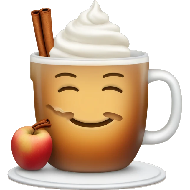 hot apple cider with cinnamon stick and whipped cream emoji