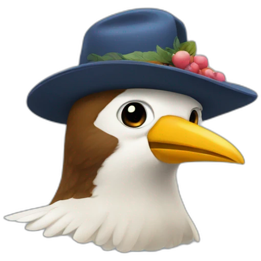 Oiseau avec chapeau emoji