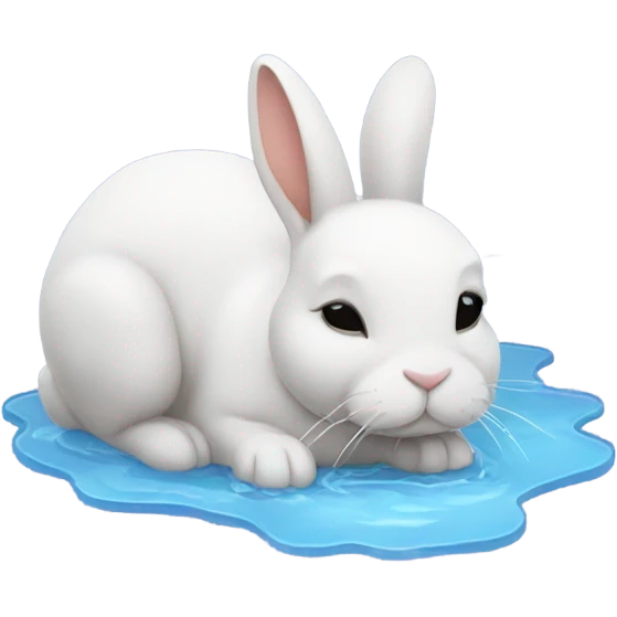 Bunny sleeping on a puddle of water emoji