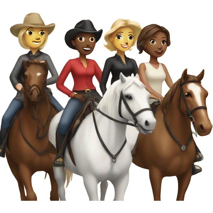 White ladies riding horses emoji