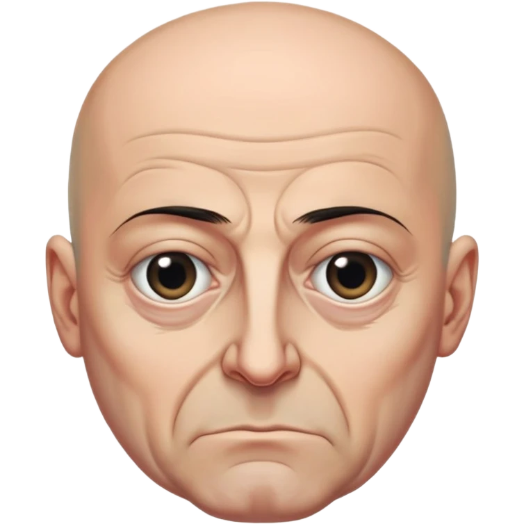 Steven Miller, Trump advisor, bald, very grim expression, pronounced sagging eyelids drooping on the outer sides emoji
