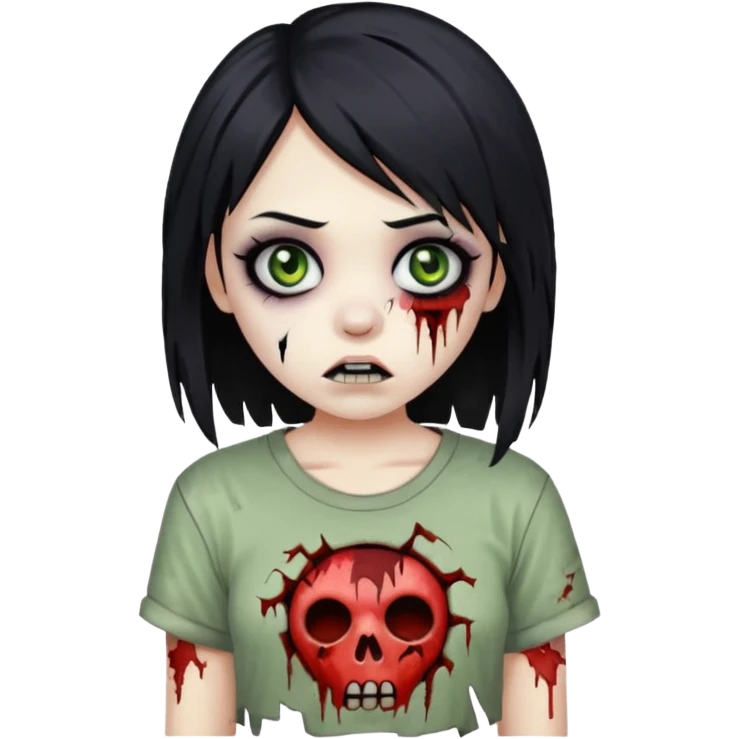 girl zombie with black hair emo emoji  emoji
