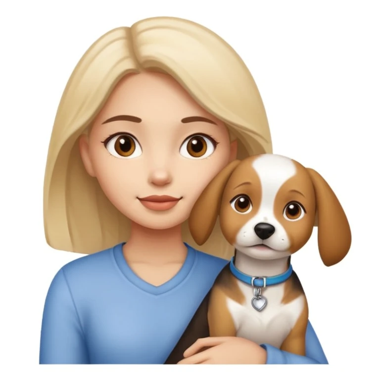 girl and dog posing cute emoji