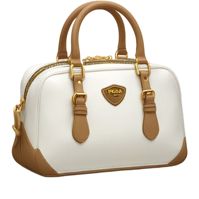 Classic style white Prada bowling bag with Prada logo  emoji