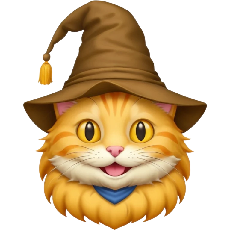 Very Simple yellow cat emoji wearing a sorting hat emoji