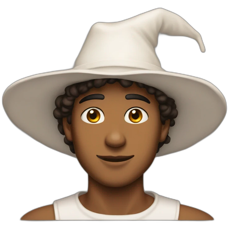 God ussop; 18 years old ;proud;brown man; very long nose; long white hat emoji
