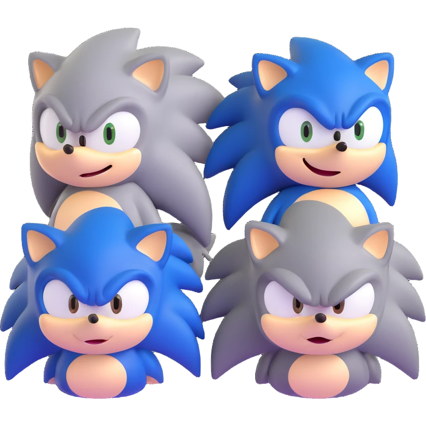 Sonic, Silver, and Shadow hedgehogs together emoji