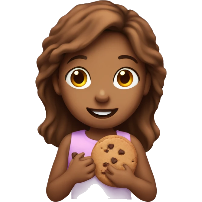 Brown haird girl eating a cookie emoji