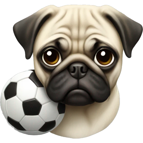 pug with a soccer ball emoji