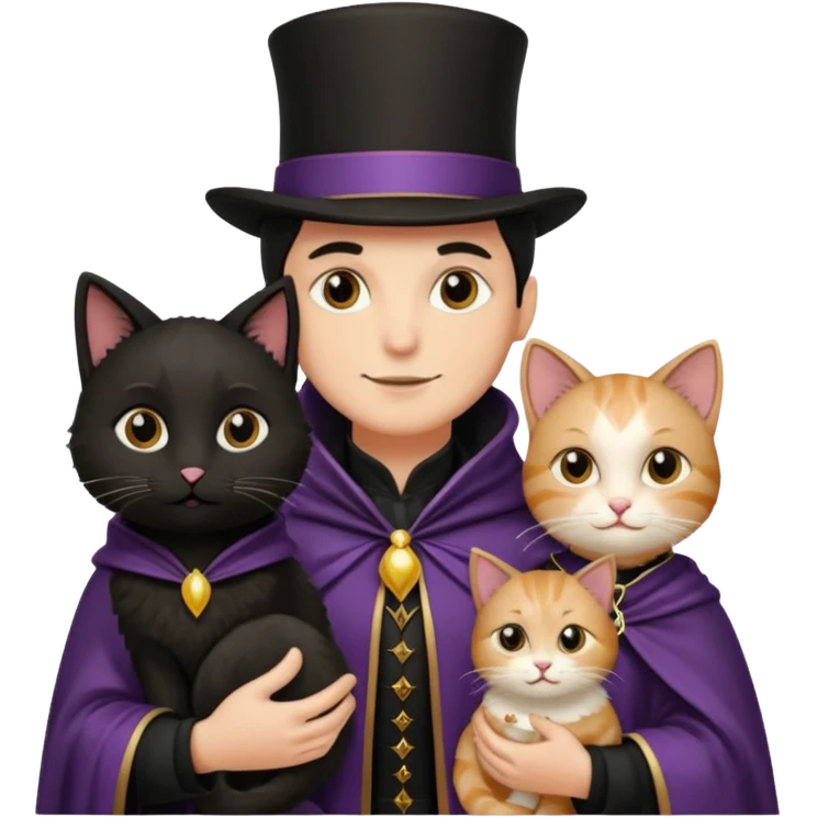 magician couple and their pet cat emoji