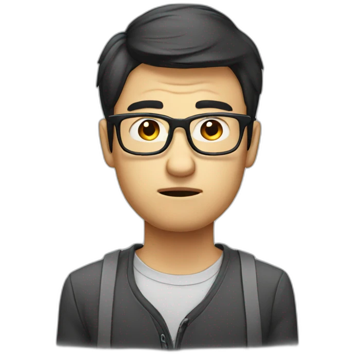 HongKong guy glasses sad face emoji