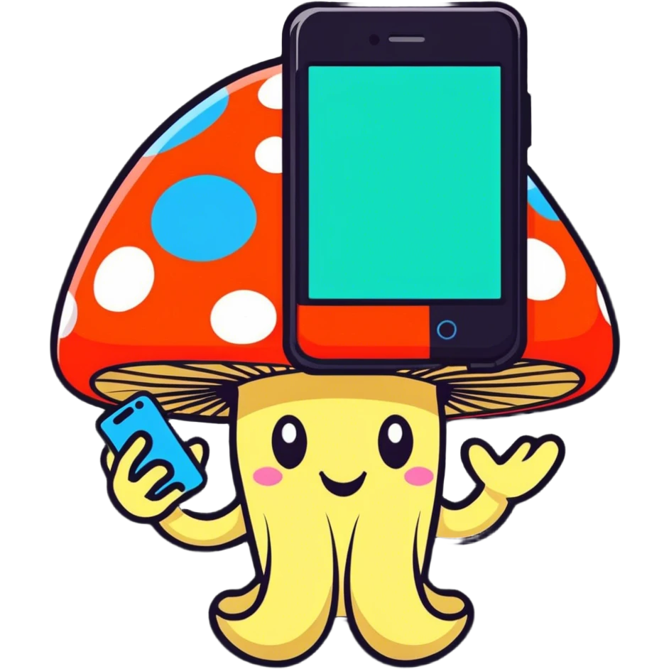 Trippy mushroom selling phones emoji