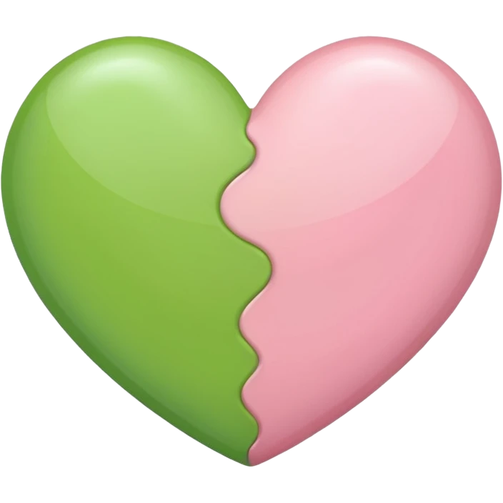 A half light green half light pink heart emoji