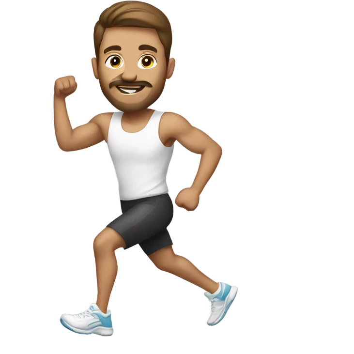 white men brown hair doing aerobic emoji