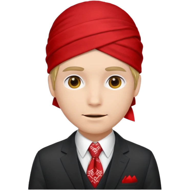 Character wearing a bandana and a suit emoji