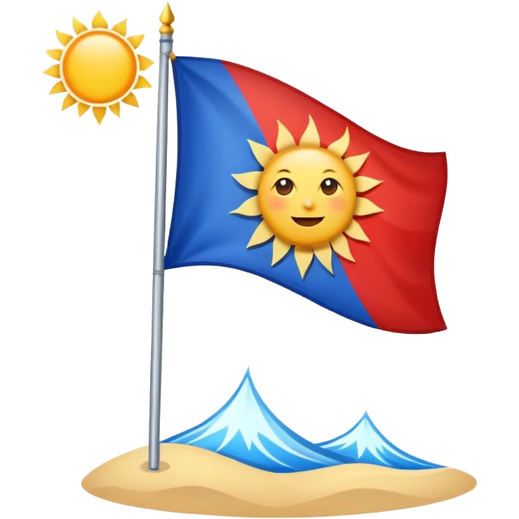 A blue , white and red flag With a sun on it and a ⚖️ emoji
