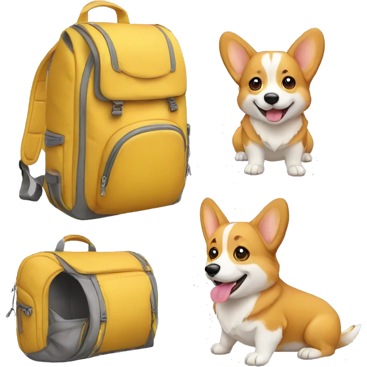 corgi inside yellow backpack emoji