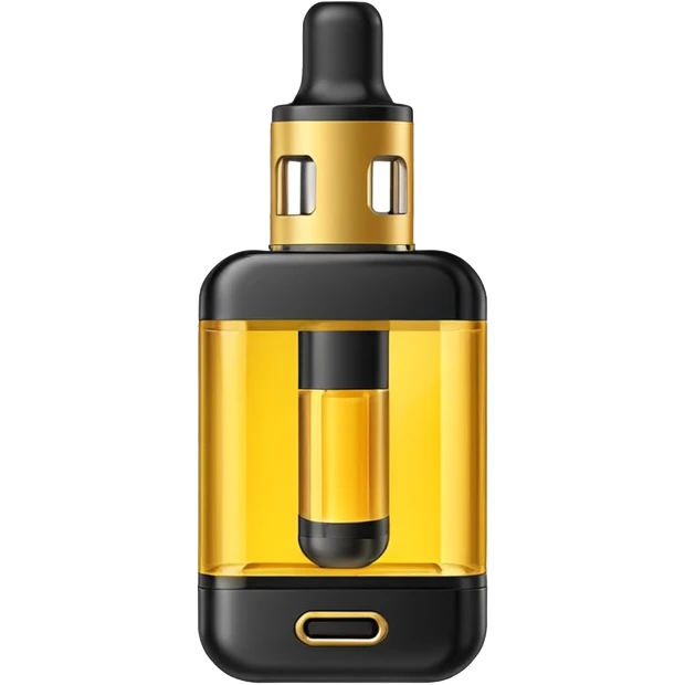 small vape pod with golden yellow colored e-liquid emoji
