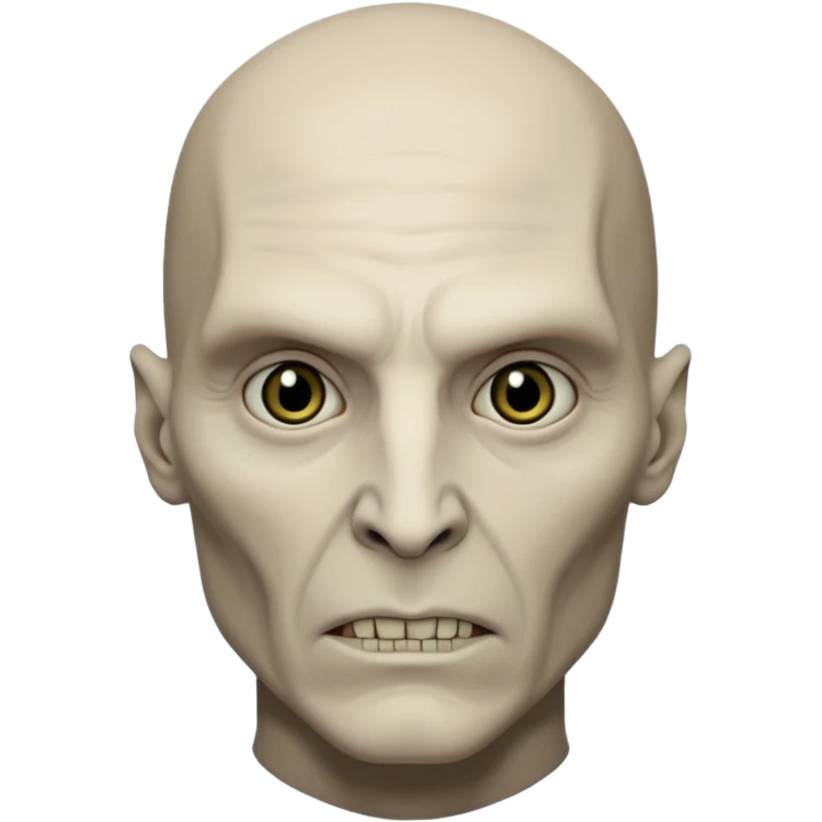 lord voldemort volto magro e di carnagione pallida senza il naso, sguardo cupo emoji