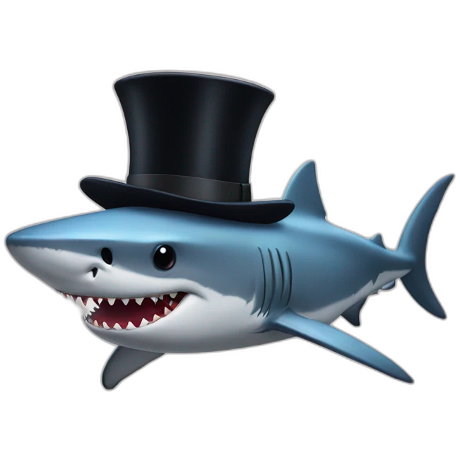 Shark with a top hat emoji
