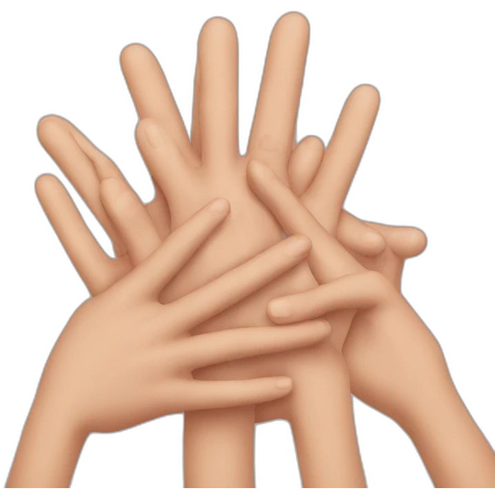 A pile of hands holding fingers  emoji