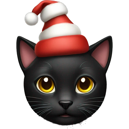 black cat with Christmas hat emoji