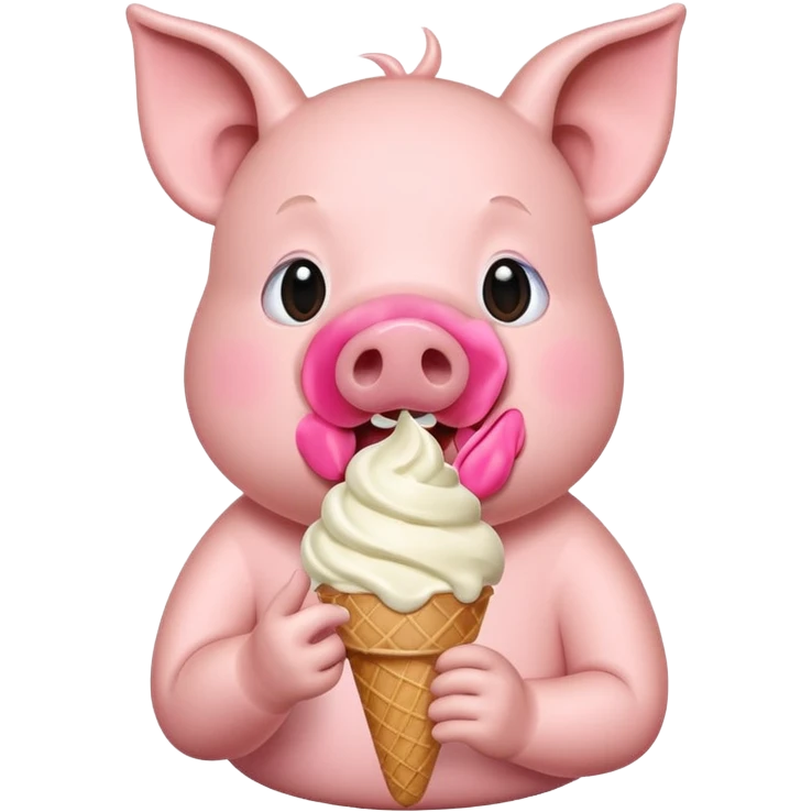 Pig eating icecream emoji