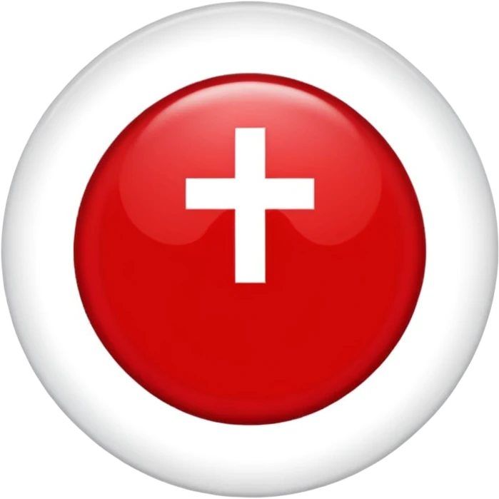 Créame un emoji de una bandera roja con un círculo blanco a un costado y una cruz dentro del circulo boanco emoji