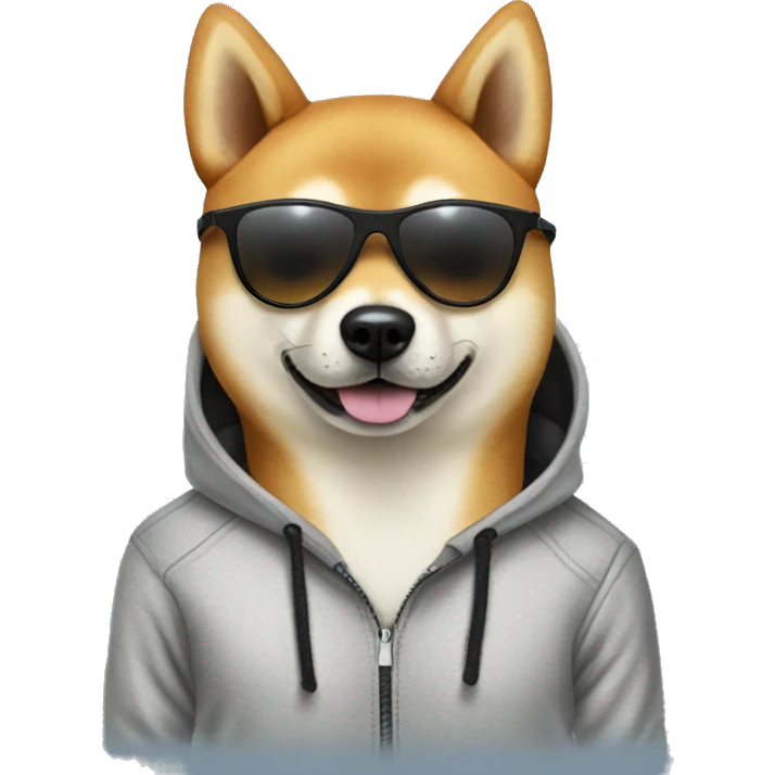 Shiba Inu with sunglasses in a sweatsuit  emoji