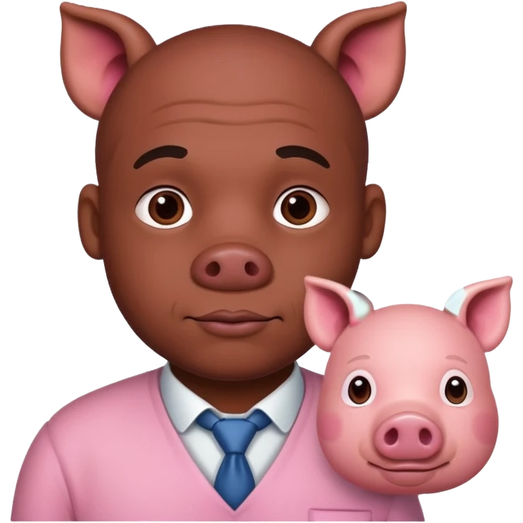 A pig in human shape riding a black man in pig shape emoji