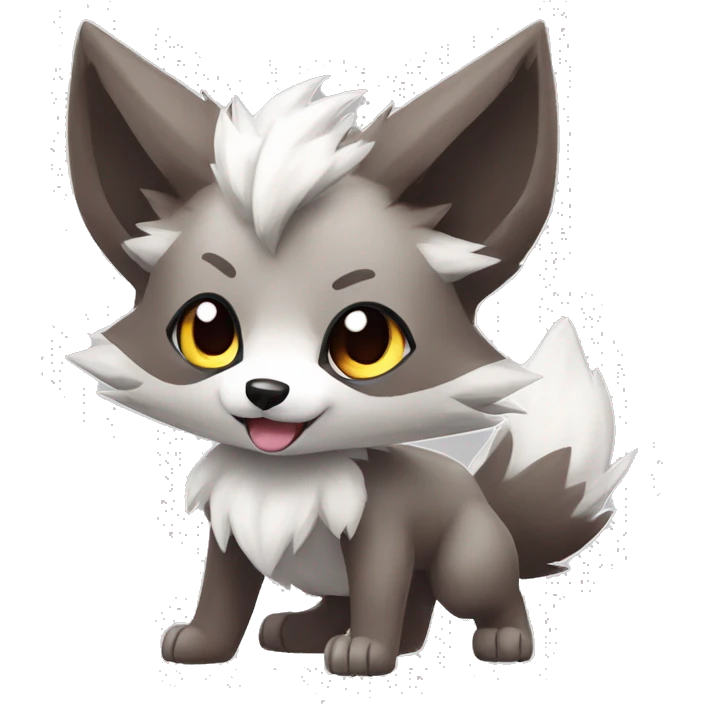 Kawaii Chibi Poochyena-Lycanroc-Pokémon Full Body emoji