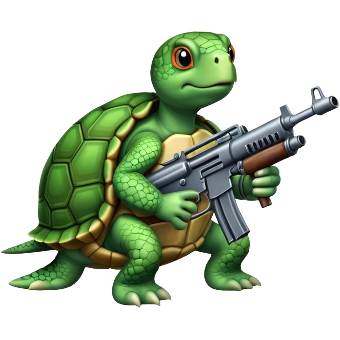turtle with machine gun emoji