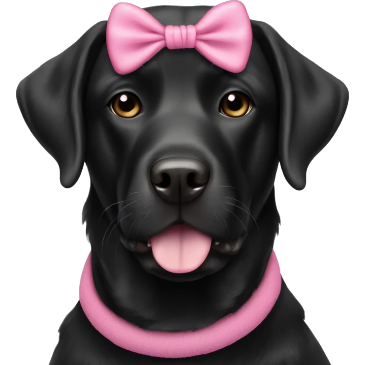 Dog black Labrador with a pink scrunchie emoji