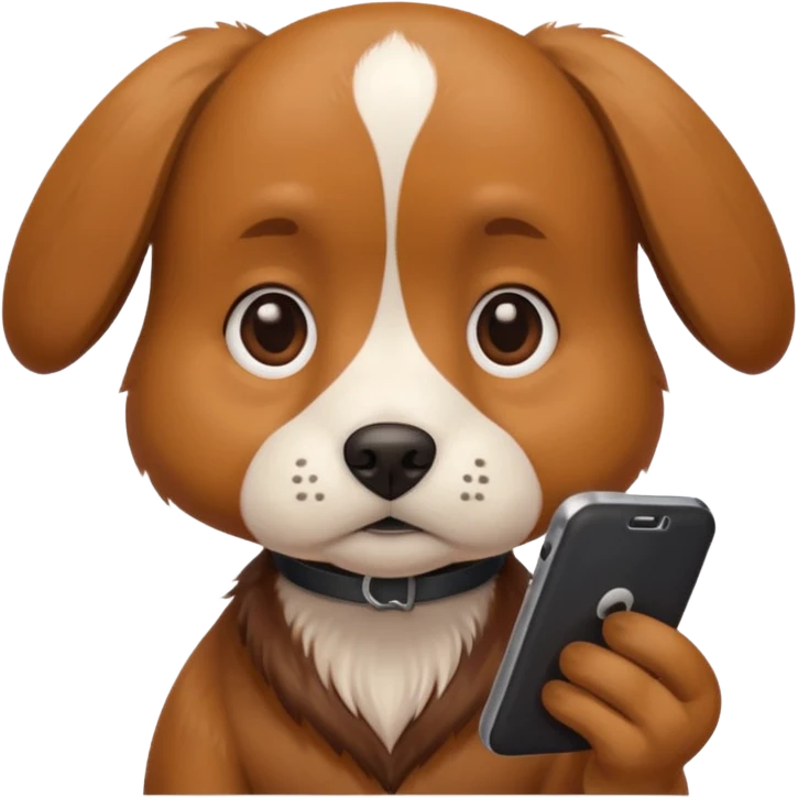 Pies z telefonem emoji