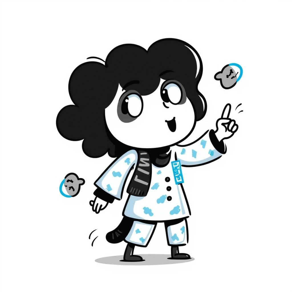 ice-themed AI character, futuristic, glowing blue, digital elements, hand drawn doodle style emoji