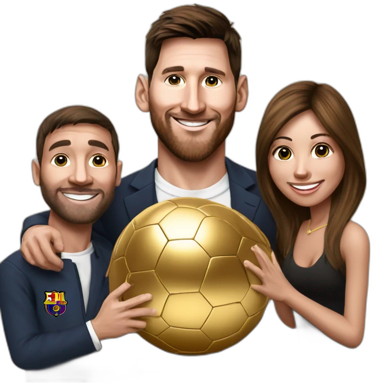 Messi avec ses 8 ballon d'or et sa famille emoji