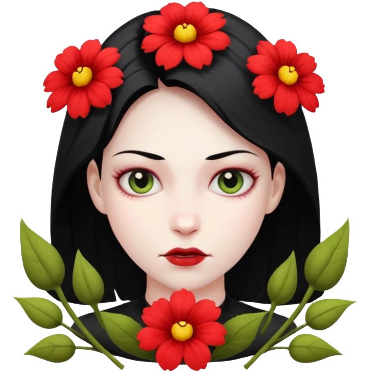 зла людина з квітами emoji