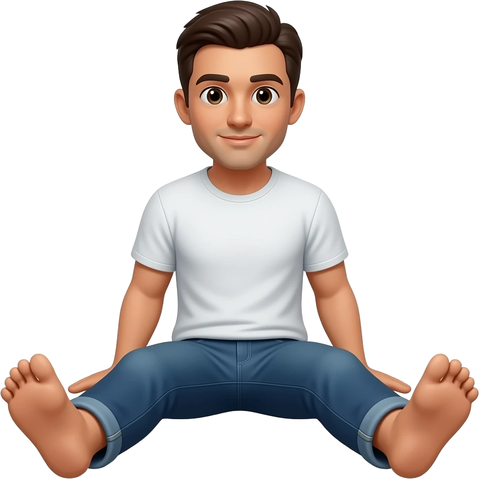 Coloca al hombre de frente, sentado con las piernas abiertas emoji