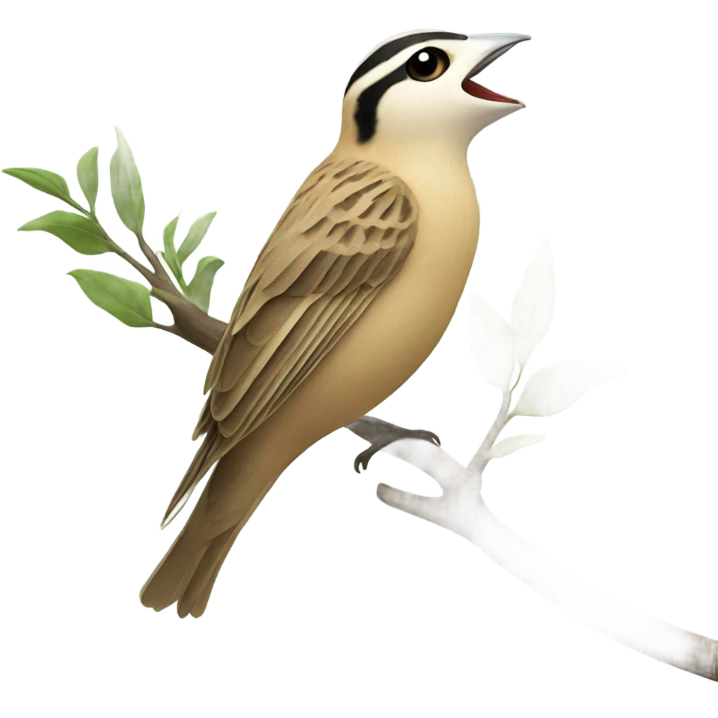 A lark sings while sitting on a branch emoji
