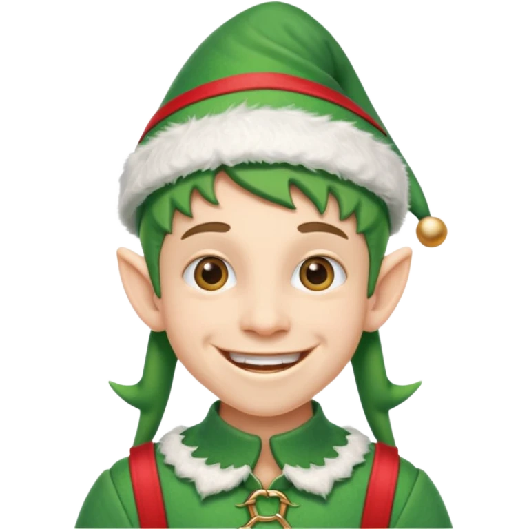 duende navideño con una sonrisa amplia y ortodoncia emoji