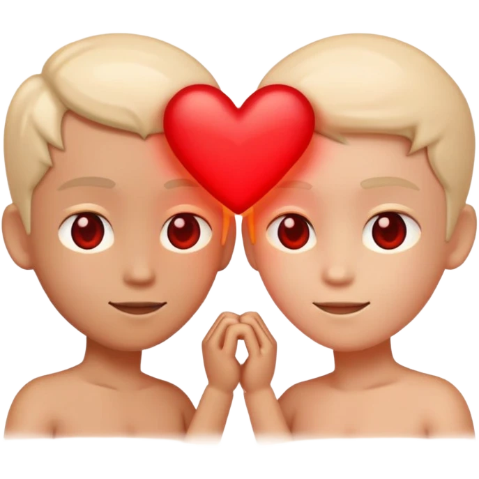 two characters connecting with heart symbol between them emoji