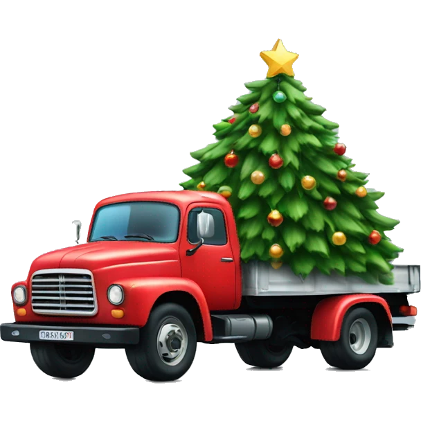 Christmas tree in the back of a truck emoji