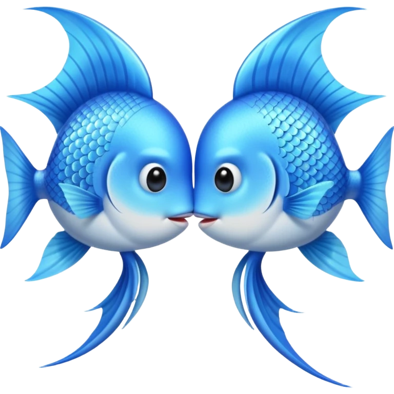 two cuty pale blue fishes kissing emoji