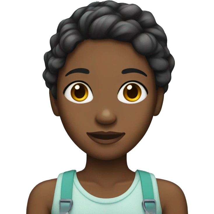 Black girl with side part and braces emoji