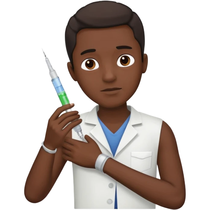 sick black man getting syringe shot arm emoji