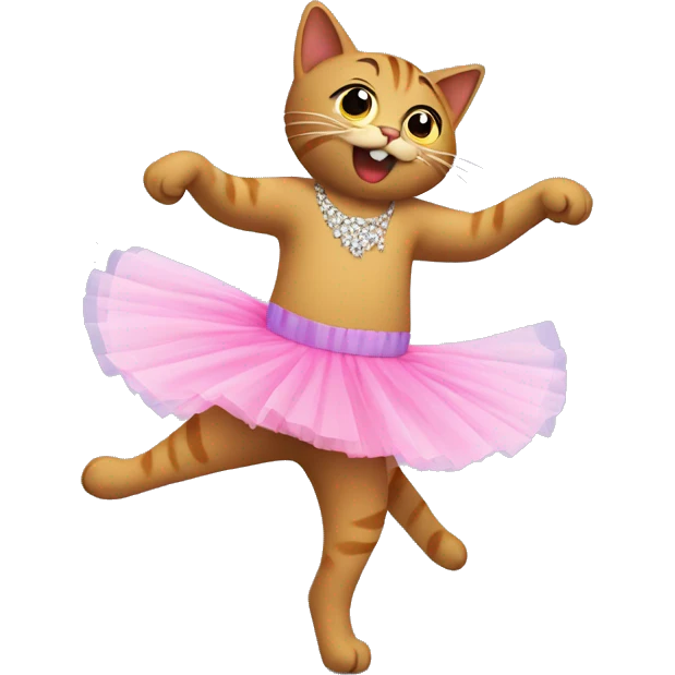 Cat dancing and wearing a tutu emoji